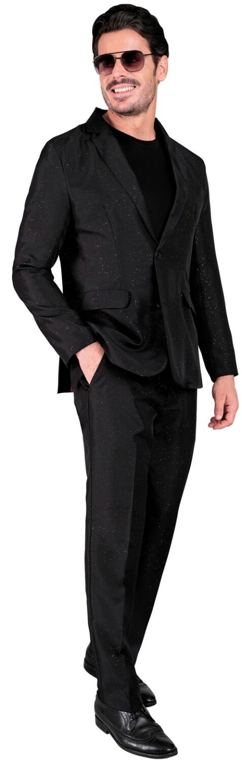Karneval Herren Kost&uuml;m Party Anzug Sparkling schwarz