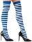 Karneval Damen Str&uuml;mpfe Overknee blau wei&szlig; gestreift