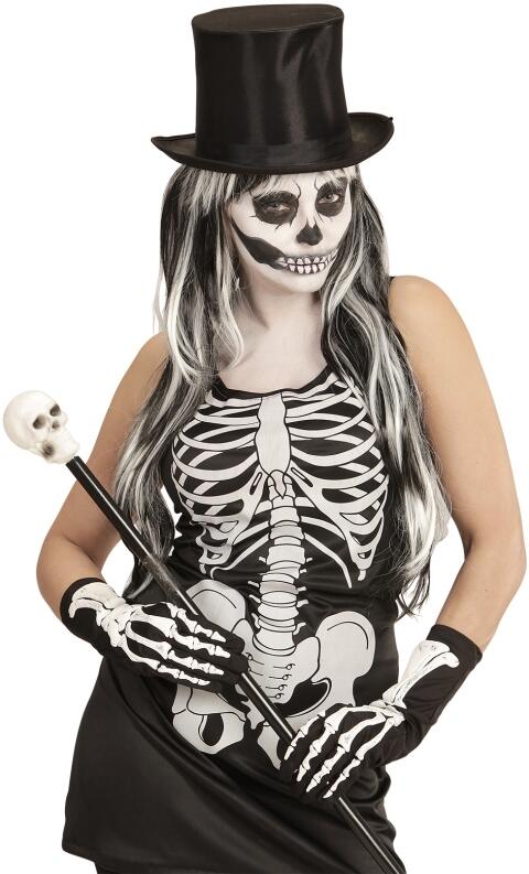 Karneval Halloween Skelett Handschuhe lang