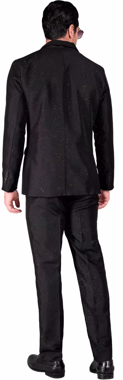 Karneval Herren Kost&uuml;m Party Anzug Sparkling schwarz