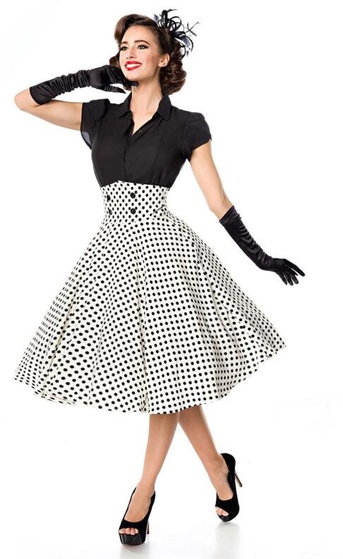 Belsira Tellerrock midi weiß gepunktet