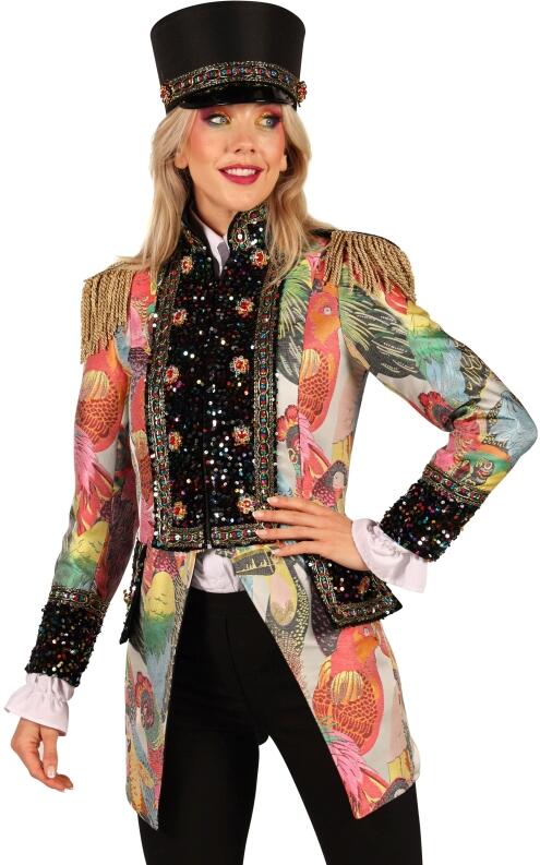 Thetru Karneval Damen Kostüm Jacke Frack Color Birds