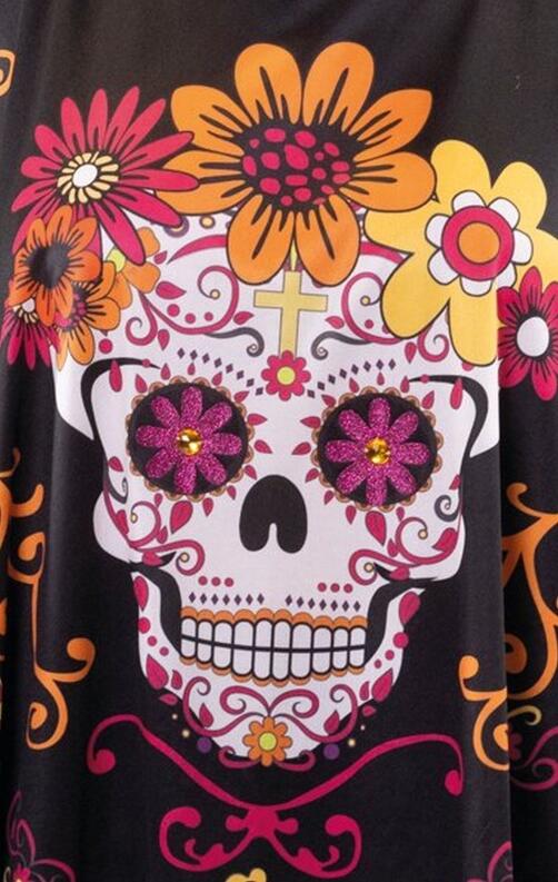 Karneval Halloween Damen Kostüm La Catrina Poncho