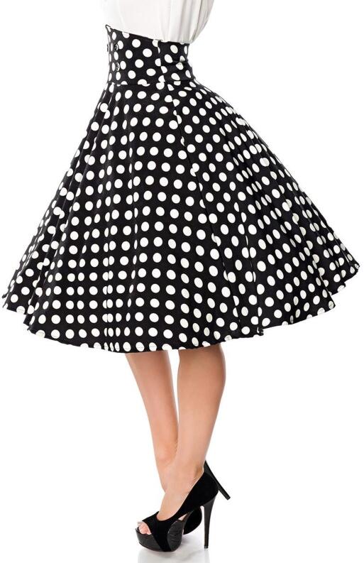 Belsira Tellerrock midi schwarz gepunktet