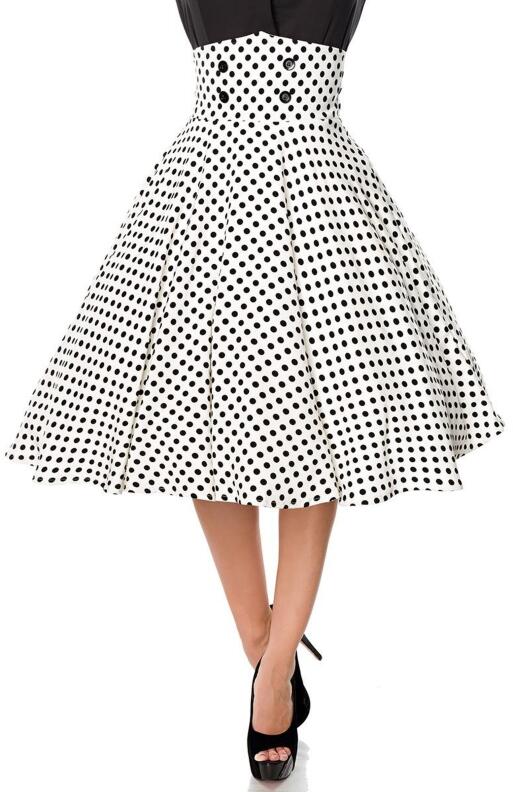 Belsira Tellerrock midi weiß gepunktet