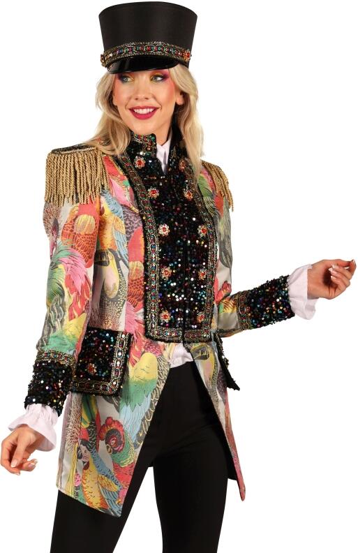 Thetru Karneval Damen Kostüm Jacke Frack Color Birds