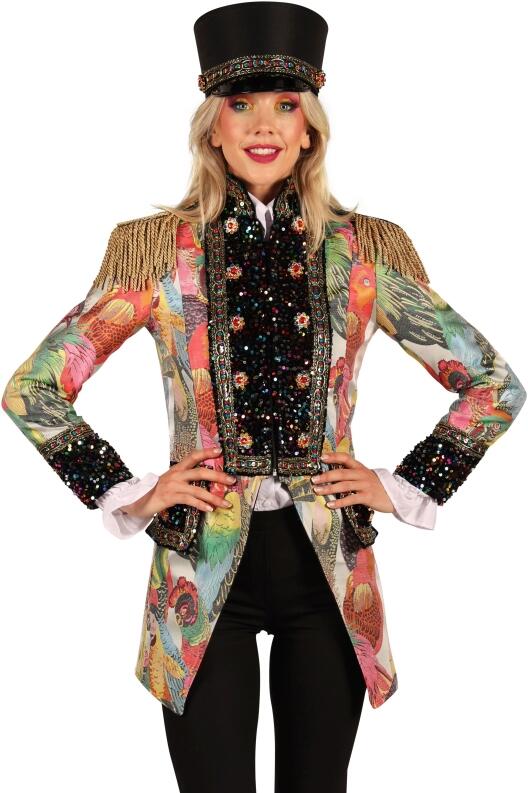 Thetru Karneval Damen Kostüm Jacke Frack Color Birds