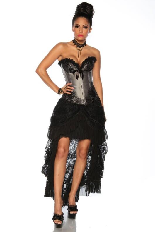 Damen Satin Corsage Gothic