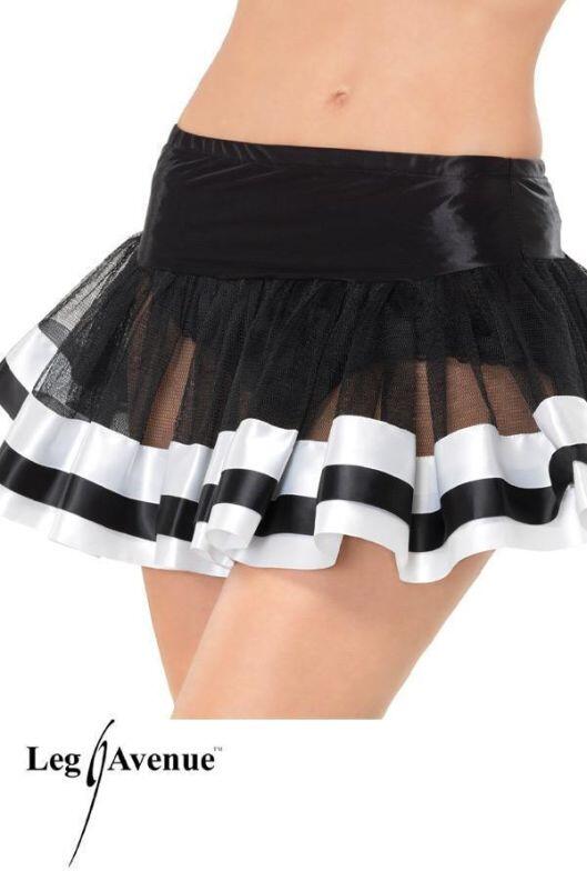 Leg Avenue Damen Petticoat mit Satinabschluss Farbwahl - Schwarz/Weiß