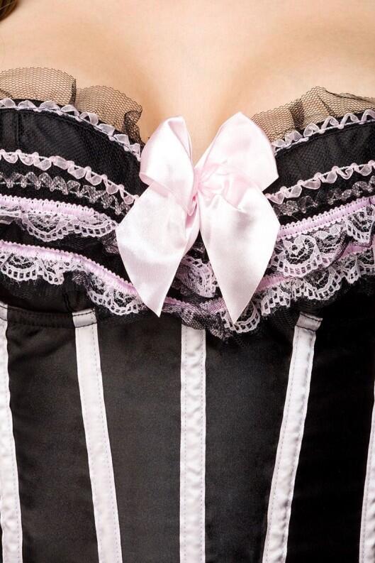 Karneval Damen Corsage Burlesque schwarz rosa