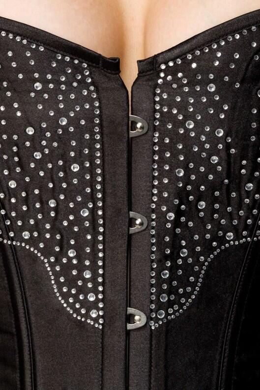 Karneval Corsage Satin Strass schwarz