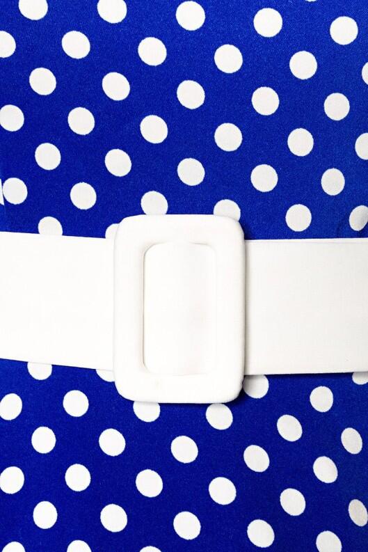 Belsira Retrokleid schulterfrei Swing-Kleid blau