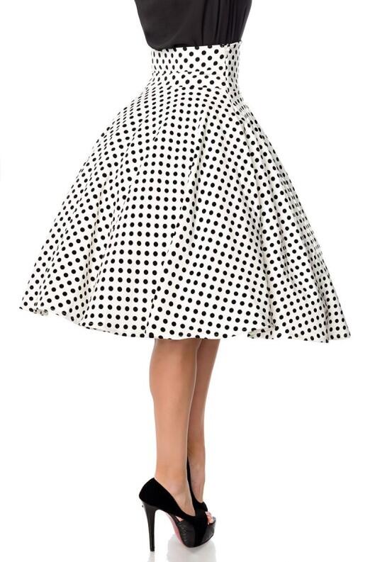 Belsira Tellerrock midi weiß gepunktet