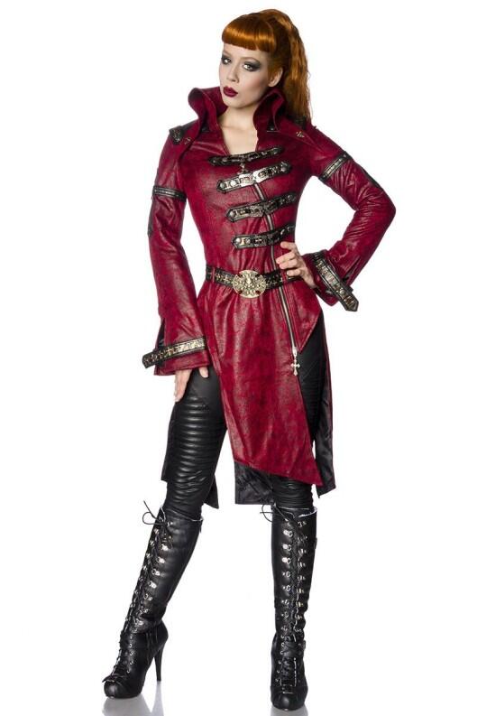 Karneval Damen Steampunk Mantel rot