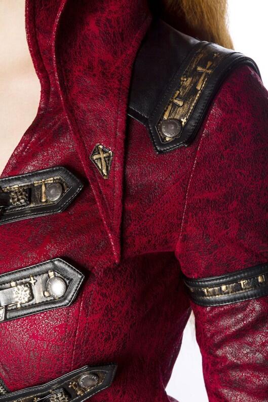 Karneval Damen Steampunk Mantel rot