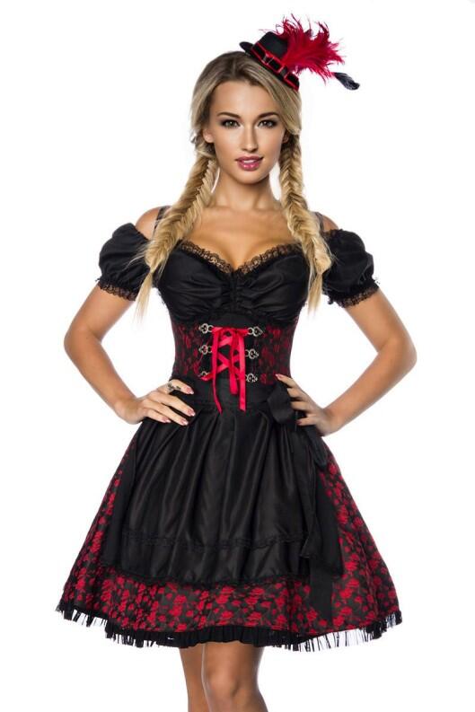 Oktoberfest Dirndl Kleid Jacquard rot