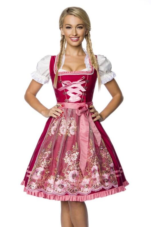 Oktoberfest Dirndl Kleid mit transparenter Schürze rot