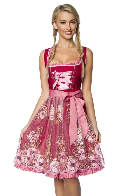 Oktoberfest Dirndl Kleid mit transparenter Schürze rot