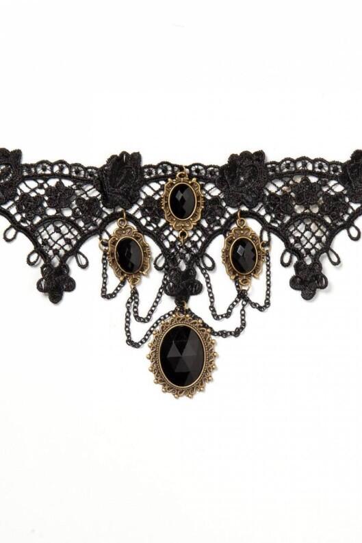 Karneval Collier Kette Gothic Spitze