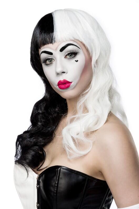 Karneval Damen Perücke Harlekin schwarz-weiß