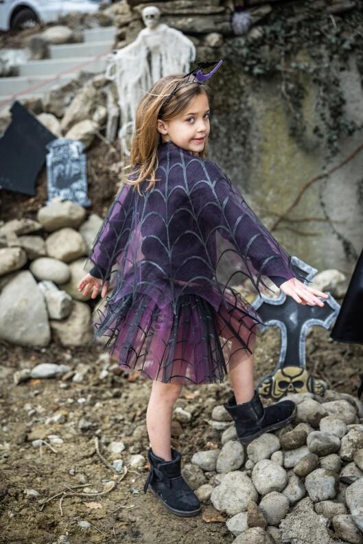 Karneval Halloween Mädchen Kostüm Set Hexe Amethyst