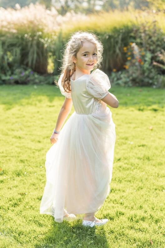 Karneval Mädchen Kostüm Glitzer Kleid Prinzessin rosa seitlich