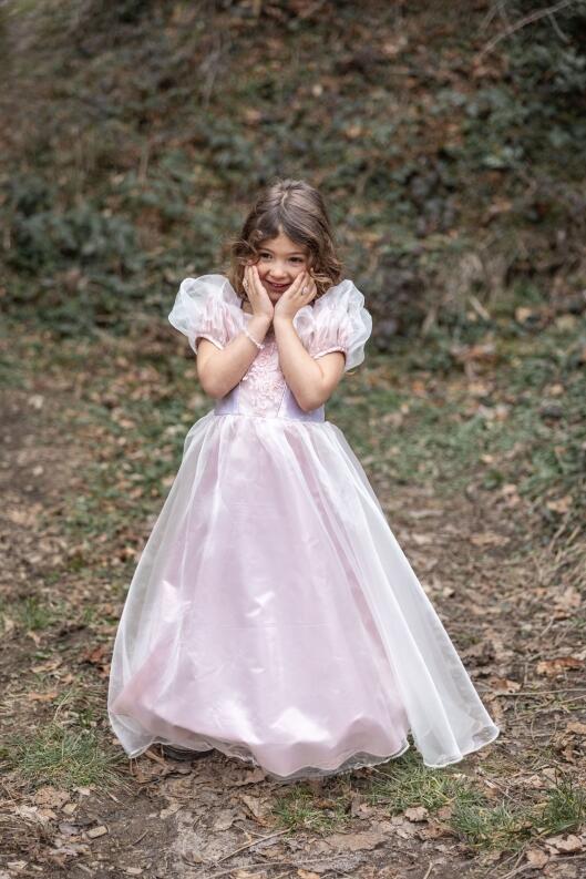 Karneval Mädchen Kostüm Prinzessin Ballkleid Platin