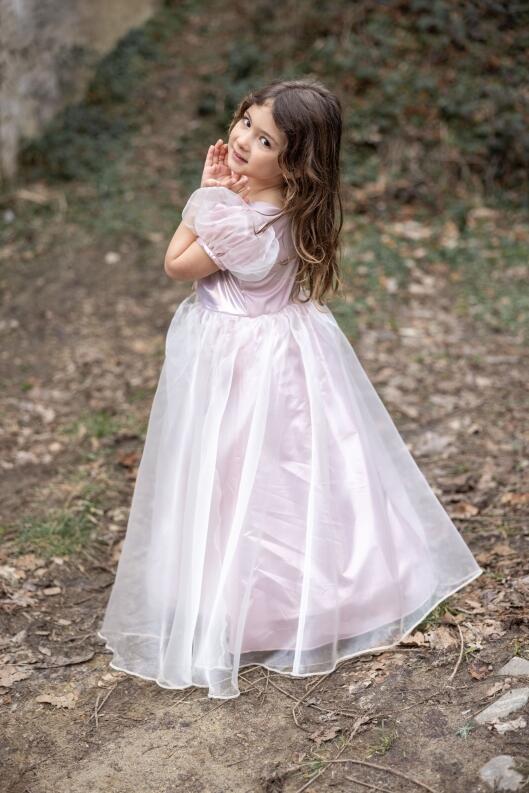 Karneval Mädchen Kostüm Prinzessin Ballkleid Platin