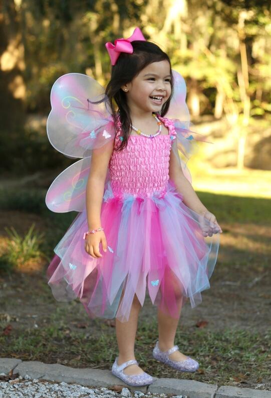 Karneval Kinder Kostüm Schmetterling Fee pink