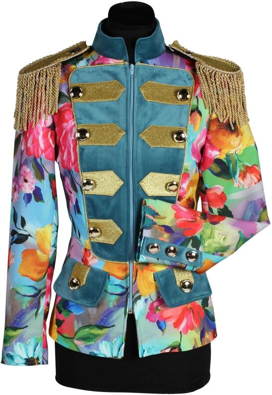 Thetru Karneval Damen Kostüm Jacke Color Queen Flowers