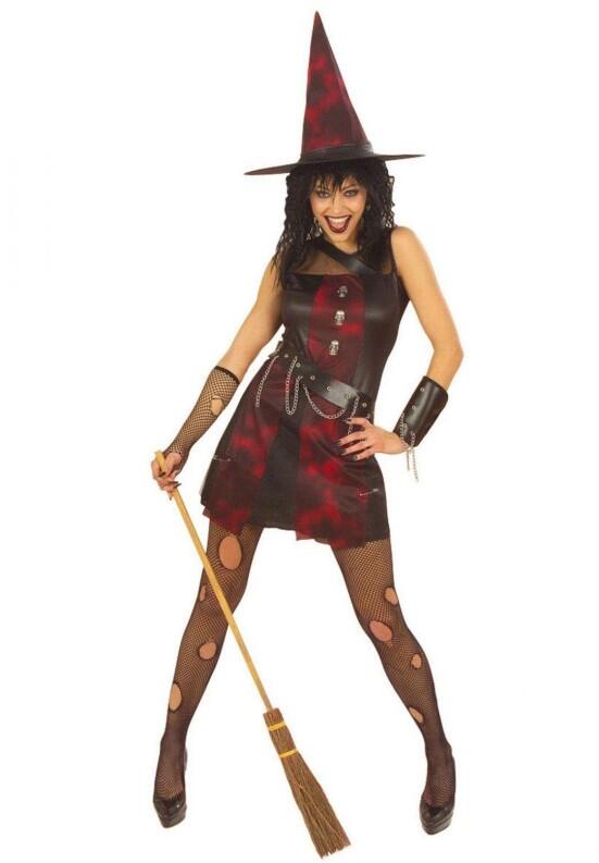 Karneval Halloween Damen Kostüm Punk Hexe