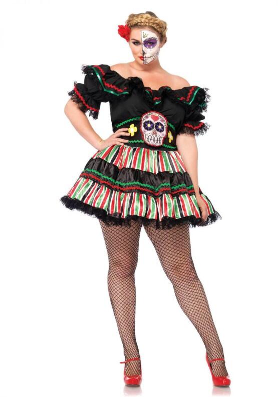 Leg Avenue Karneval Damen Kostüm Day Of The Dead Doll - 1X-2X entspricht Größe 42/44
