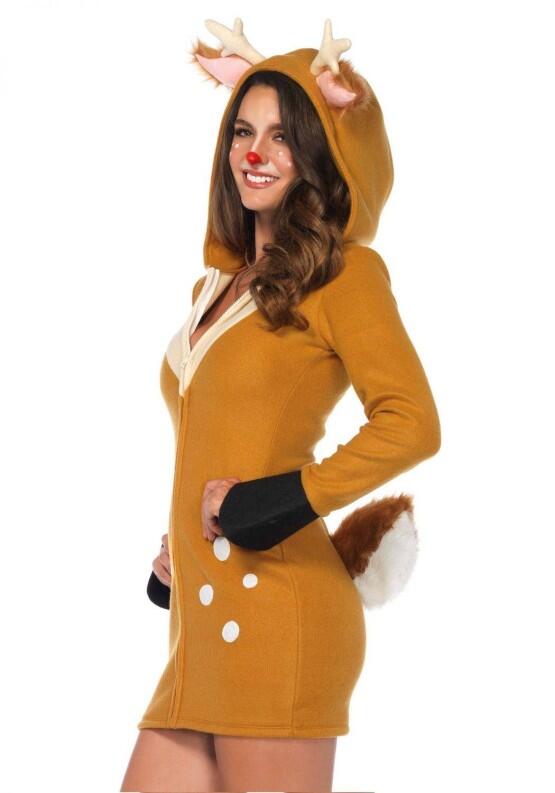 Karneval Damen Kostüm Fleece Reh Cozy Fawn