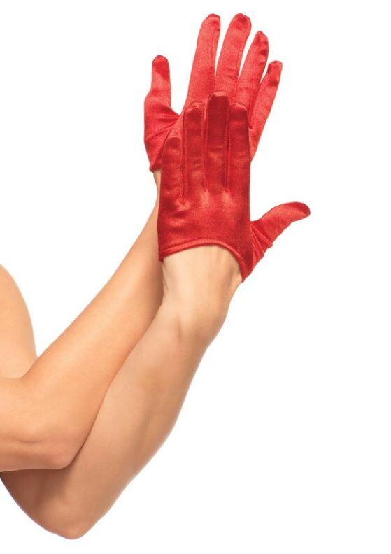 Leg Avenue Mini Handschuhe Satin Farbwahl - Rot