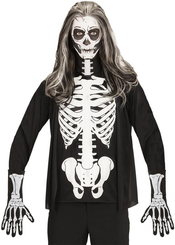 Karneval Halloween Skelett Handschuhe lang