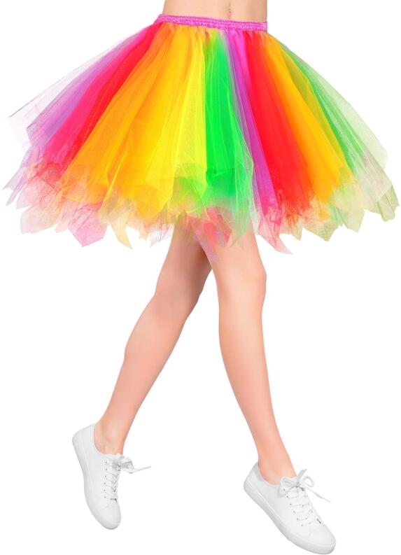 Widmann Karneval Damen Petticoat Tutu Rock regenbogen