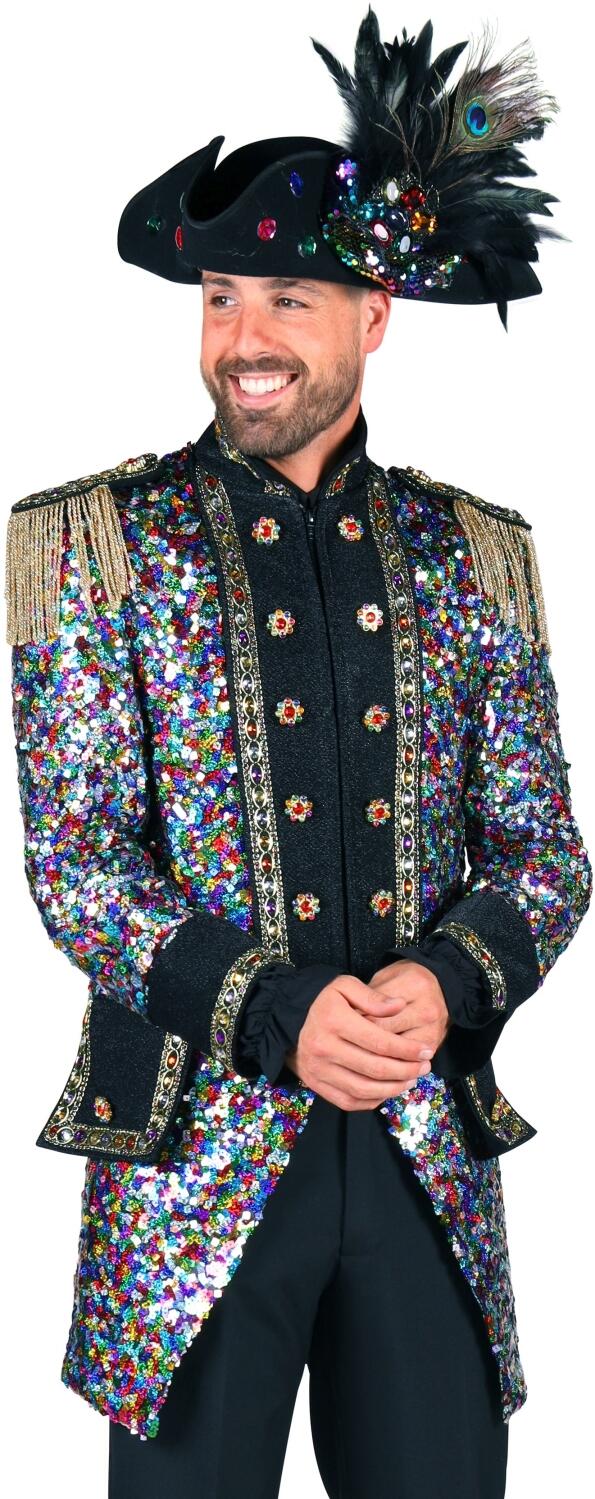 Thetru Karneval Herren Kost&uuml;m Jacke Pailletten bunt