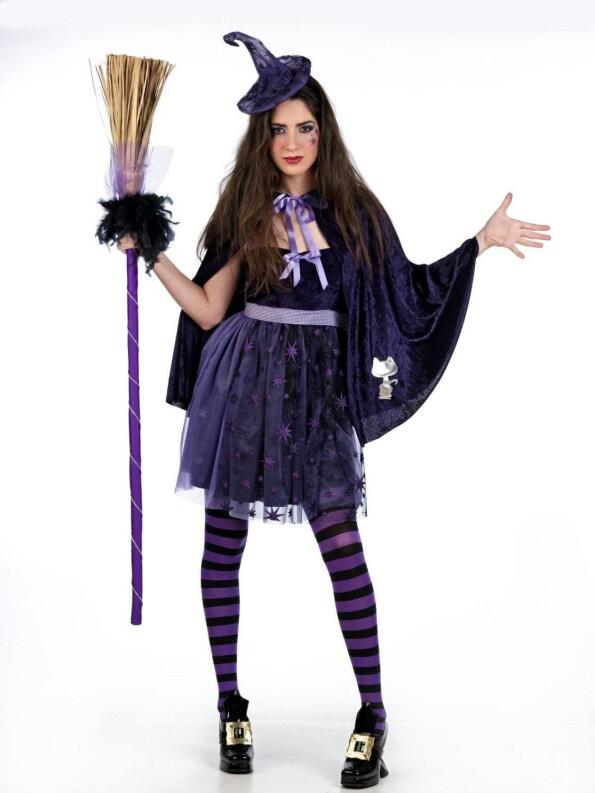 Karneval Halloween Damen Kostüm Sternen Hexe