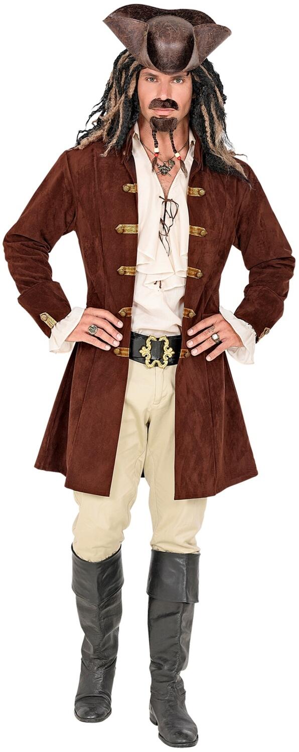Karneval Herren Kost&uuml;m Piraten Mantel Wildlederoptik