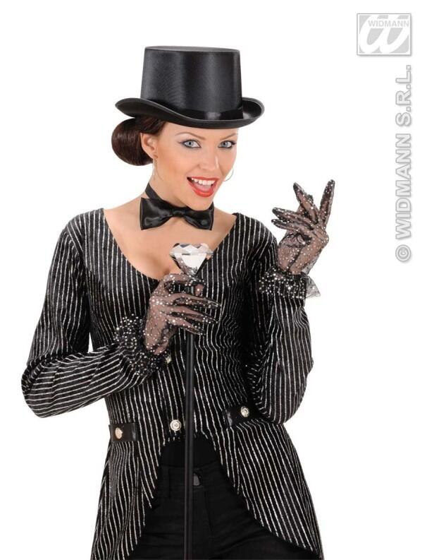 Karneval Handschuhe Pailletten transparent