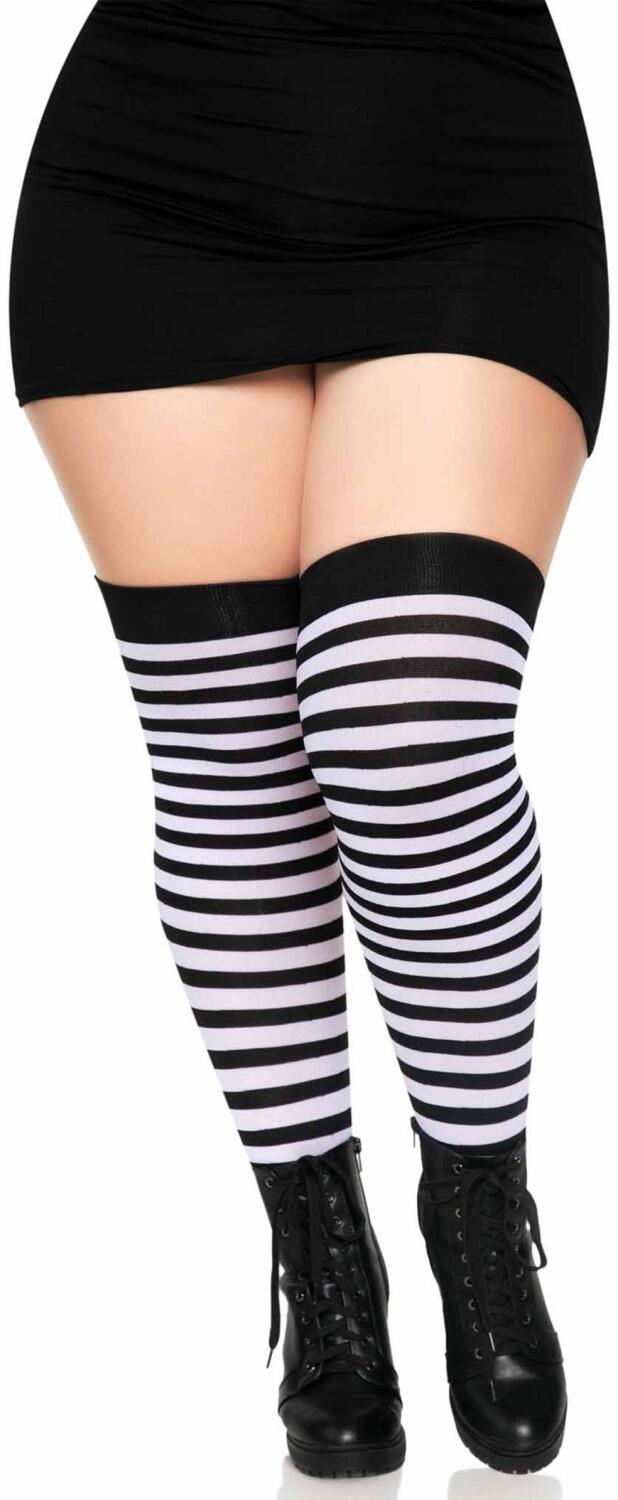 Leg Avenue Damen Str&uuml;mpfe Overknees XXL gestreift Farbwahl