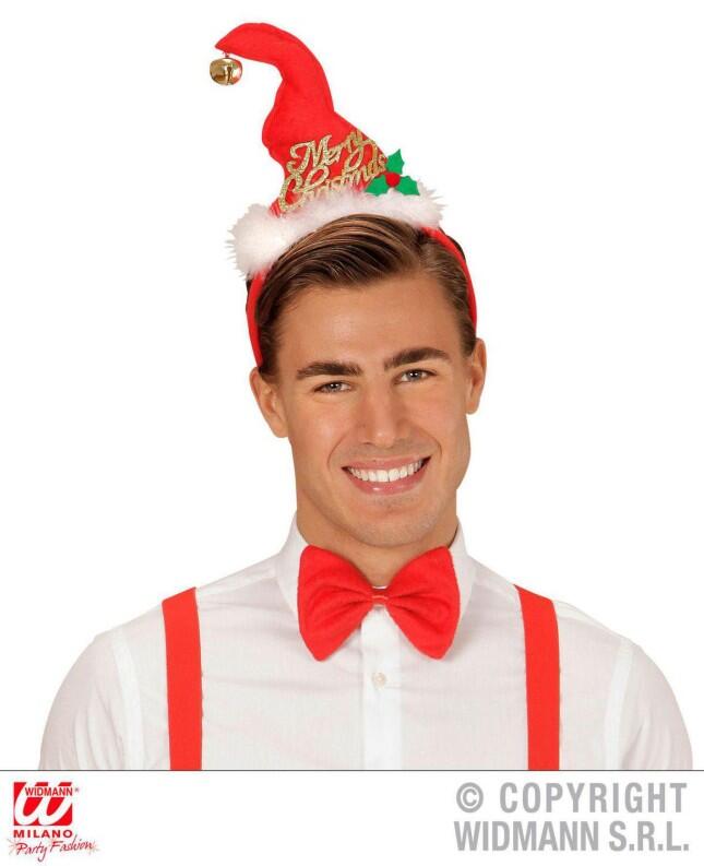 Weihnachten Haarreif Mini-Weihnachtshut mit Glöckchen und Fliege