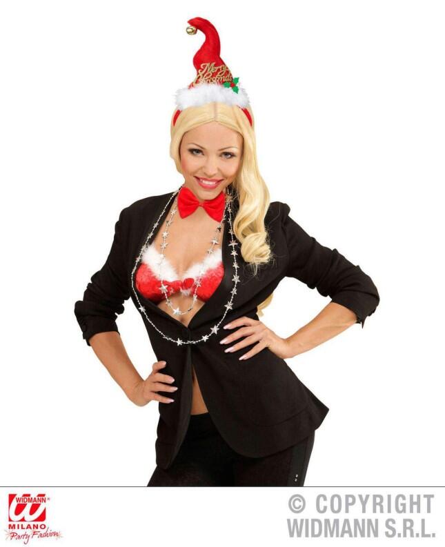 Weihnachten Haarreif Mini-Weihnachtshut mit Glöckchen und Fliege