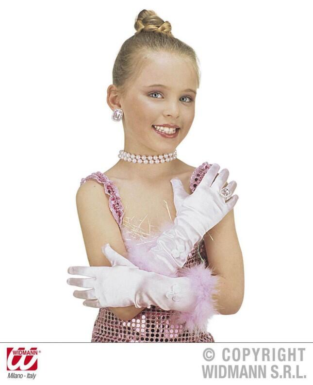 Karneval Kinder Handschuhe lang Farbwahl - Rosa