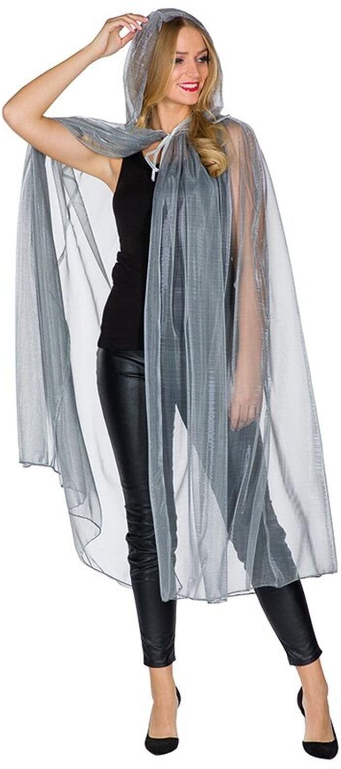 Karneval Halloween Glamour Cape Umhang silber