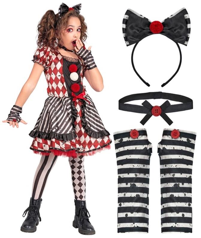 Karneval Halloween Mädchen Kostüm Harlekin Puppe