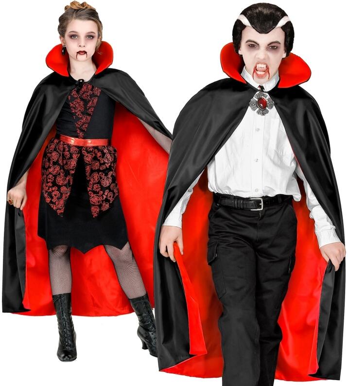 Karneval Halloween Luxus Cape mit Kragen für Kinder schwarz rot