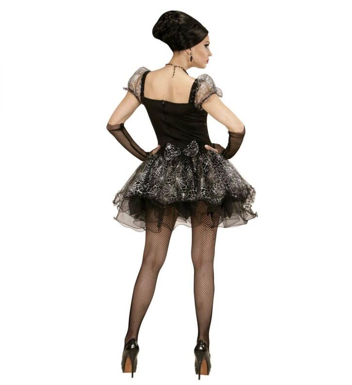 Karneval Halloween Damen Kostüm Spinne schwarz-silber