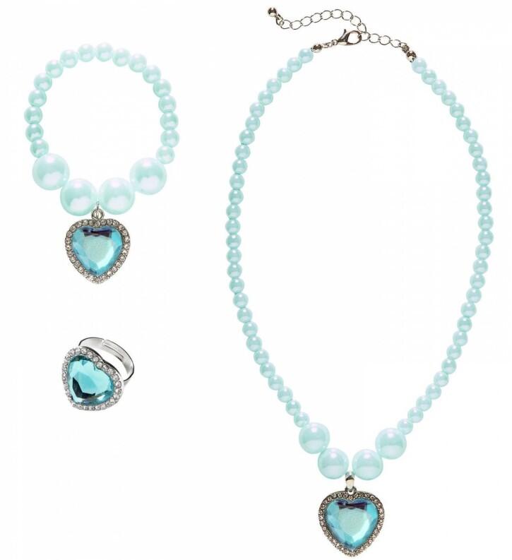 Karneval Kinder Schmuck-Set Prinzessin blau