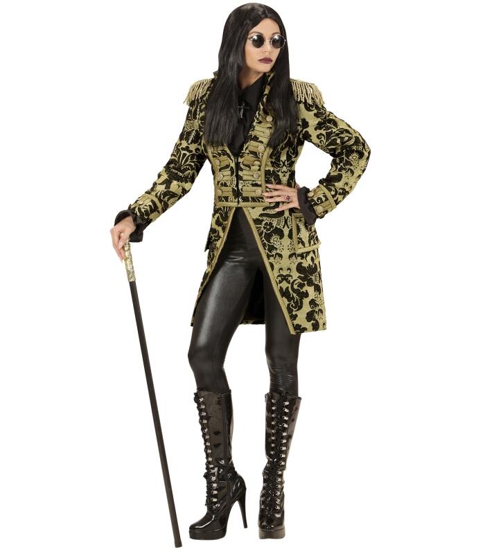 Karneval Damen Kostüm Goldener Frack Jacquard